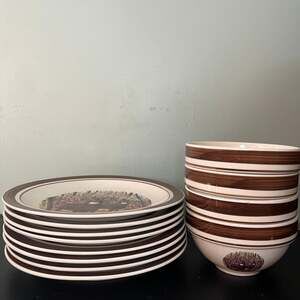 Cabela's Folkcraft Stoneware Whitetail Buck Dinnerware Set: 8 Plates and 4 Bowls